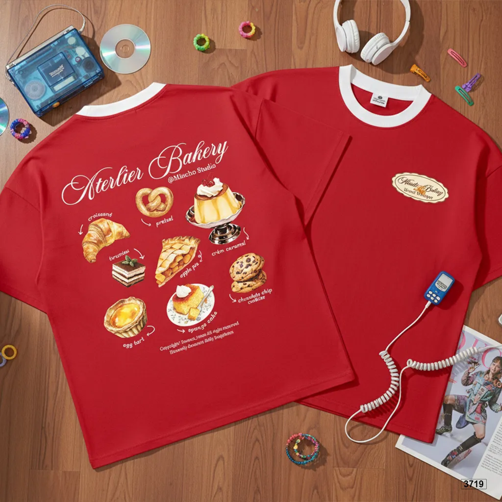 Áo thun boxy phối cổ mix màu đáng yêu Miucho thoáng mát dày dặn đứng form 3719_thumbnail_7