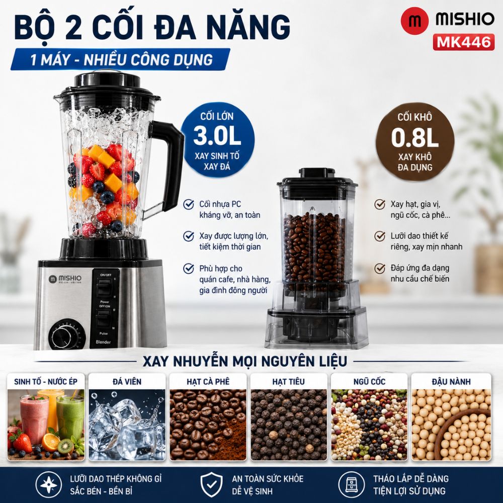 Máy Xay Sinh Tố Công Nghiệp Đa Năng Mishio MK446 (3.0L) - Công Suất 800W_thumbnail_18