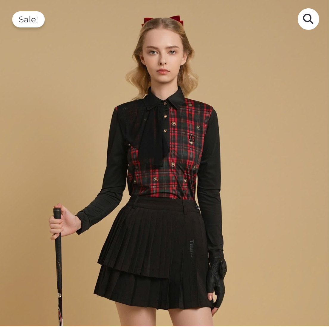 Áo Polo dài tay họa tiết caro  - Nữ - Tartan