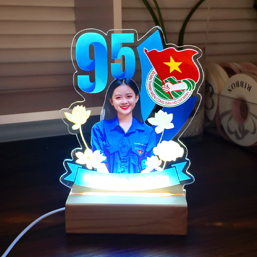 Khung Ảnh Mica Đế Đèn LED In Ảnh Theo Yêu Cầu – Quà Tặng Đoàn Thành niên, hội nghị các dịp lễ