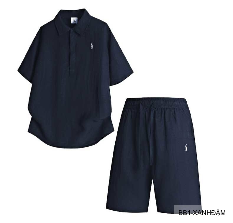 BB1 - Bộ đồ nam 2 món phong cách cực, áo sơ mi ngắn tay + quần short, chất liệu cotton thoáng mát, 3 màu Mi Trắng - Xanh Đậm - Đen_thumbnail_19