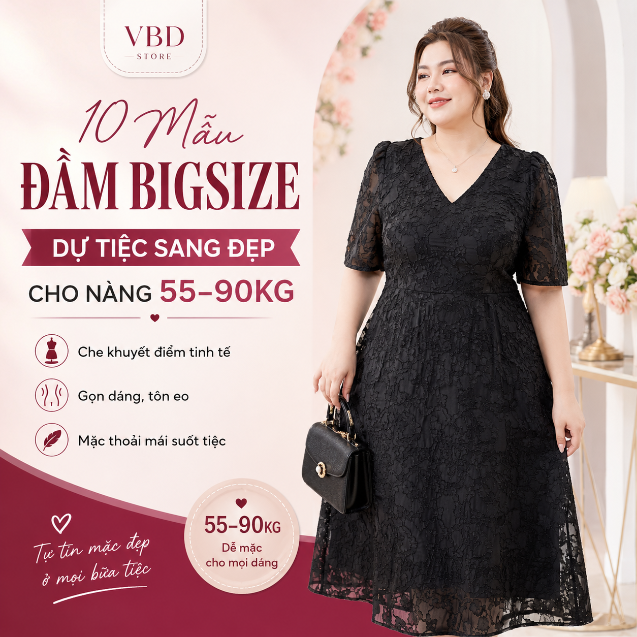 10 Mẫu Đầm Big Size Dự Tiệc Sang Đẹp Cho Nàng 55–90kg