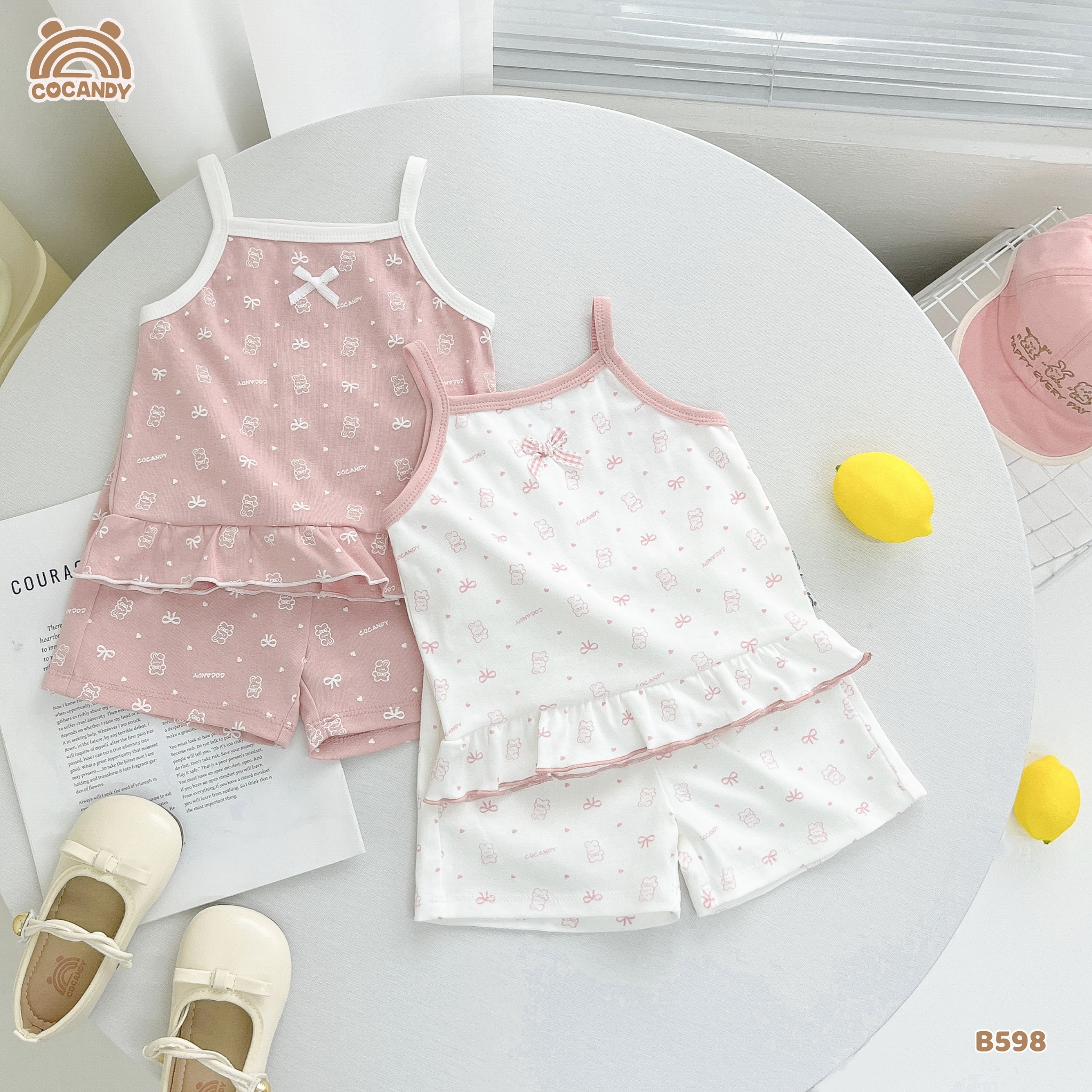 Bộ 2 dây thun HỒNG hình gấu nơ tim trắng_thumbnail_5