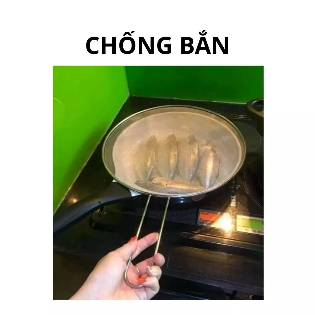 Lưới đậy chảo chống văng dầu mỡ YUNA inox có tay cầm - Nắp lưới đậy chảo chống văng dầu mỡ inox có tay cầm_thumbnail_1