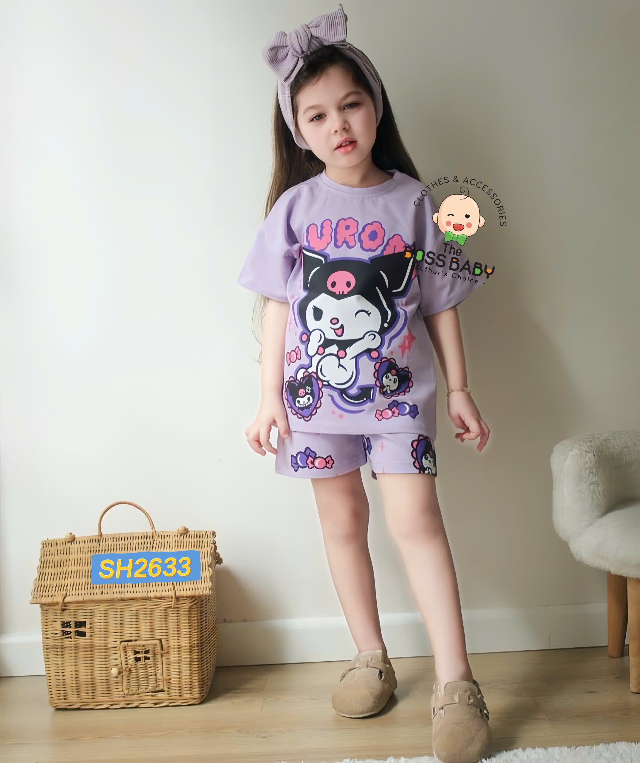 Set bộ cotton tím nhạt kẹo kuromi