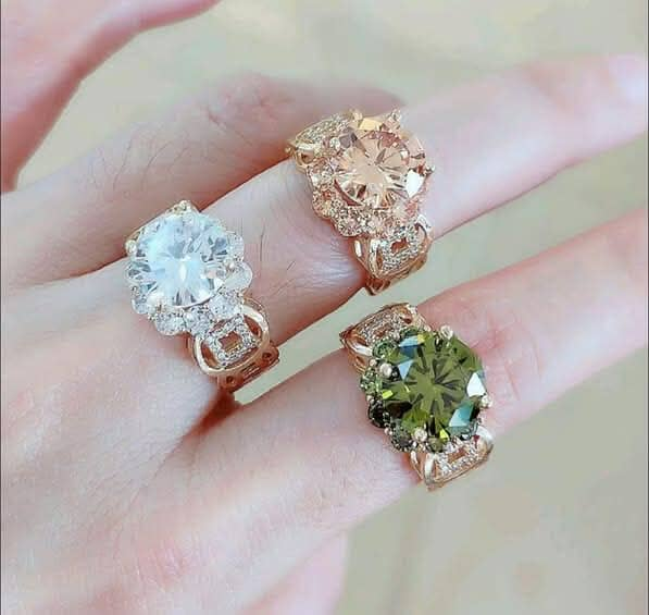Nhẫn Kim Tiền Hột Đá Màu