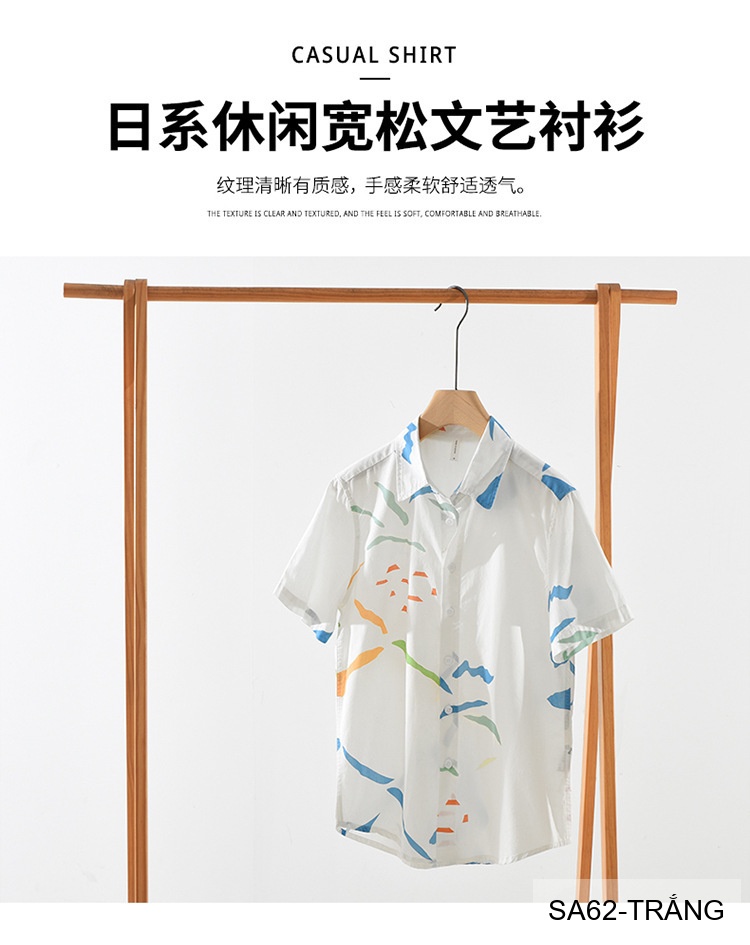 SA62 - Áo Sơ Mi Nam Tay Ngắn Phong Cách Nhật Bản In Hình Nghệ Thuật Chất Cotton Thoáng Mát_thumbnail_10