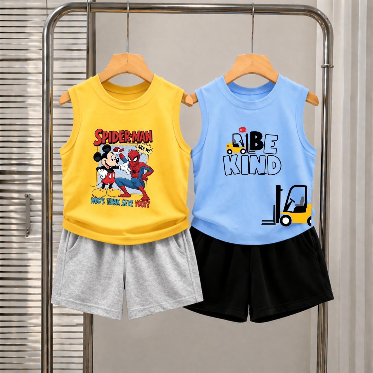 Set bộ ba lỗ bé trai hình "Spiderman và máy nâng Be Kind" - Loza Kids BL004 BL004