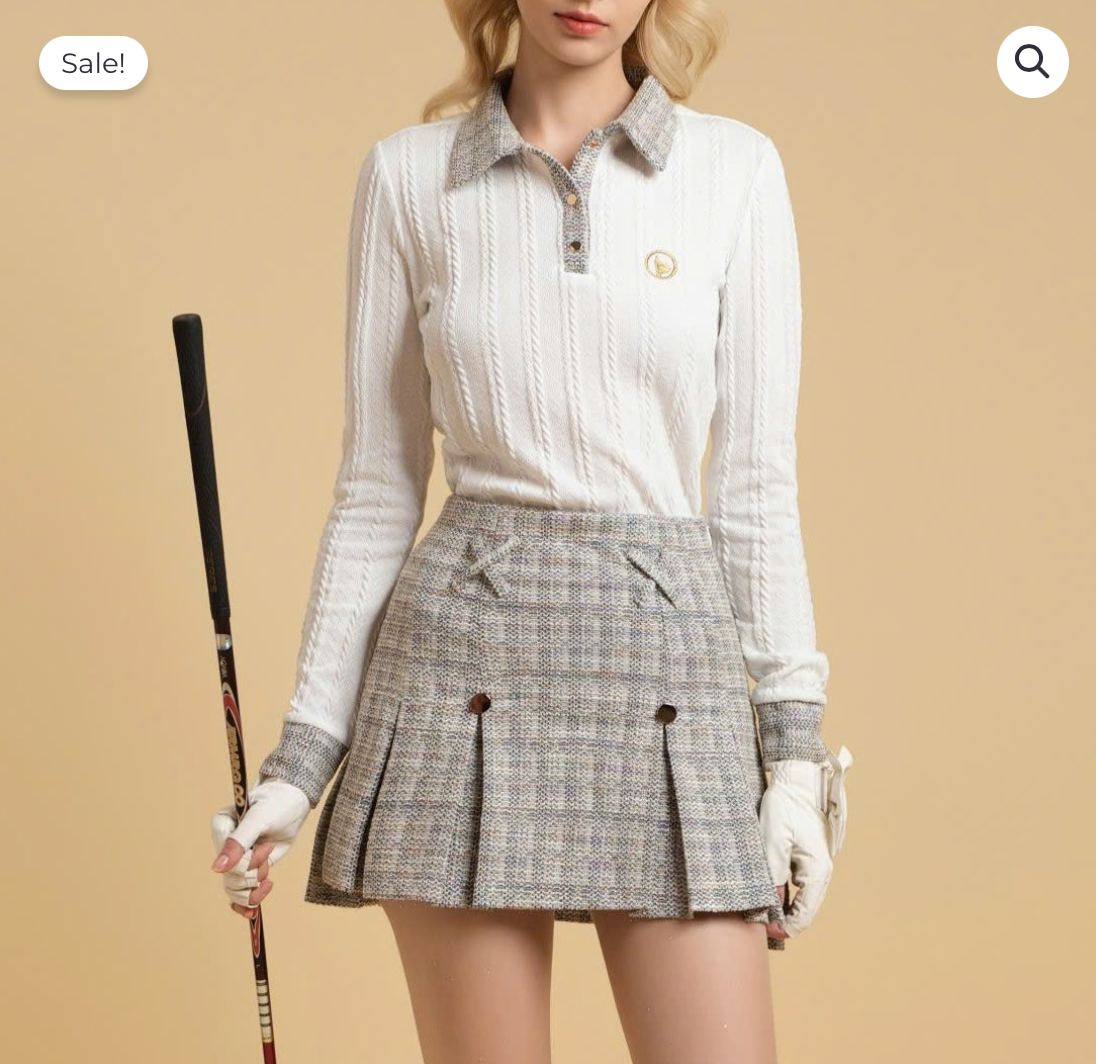 Chân váy tweed xếp ly