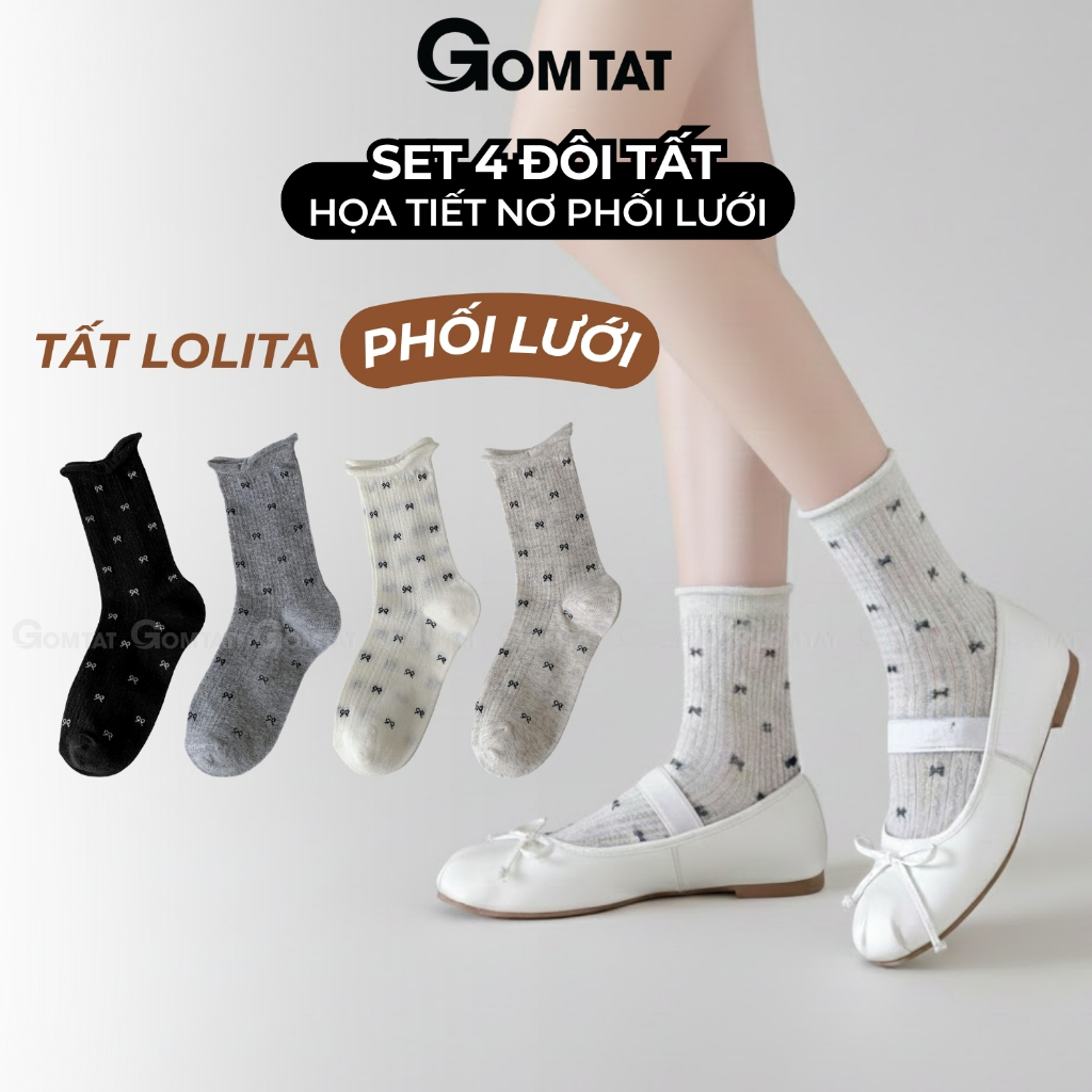 Set 4 đôi tất nữ họa tiết nơ ZFK-F208_thumbnail_0