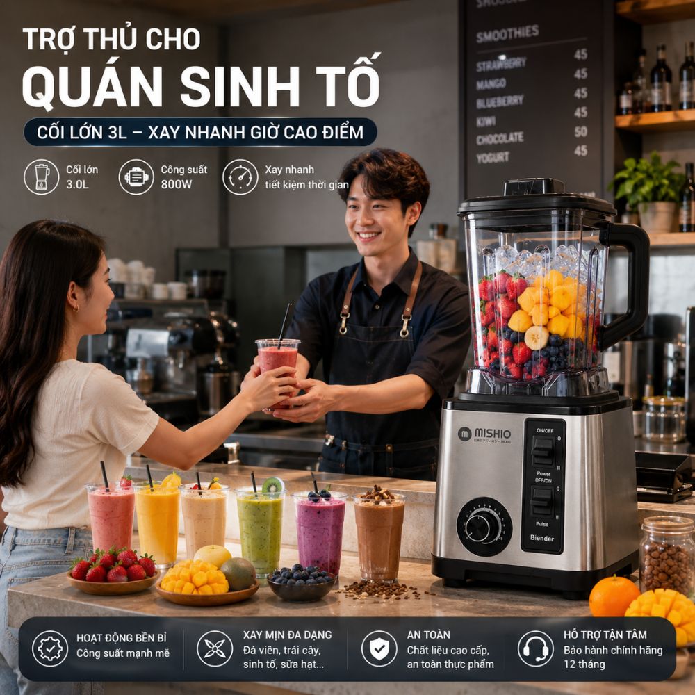 Máy Xay Sinh Tố Công Nghiệp Đa Năng Mishio MK446 (3.0L) - Công Suất 800W_thumbnail_7