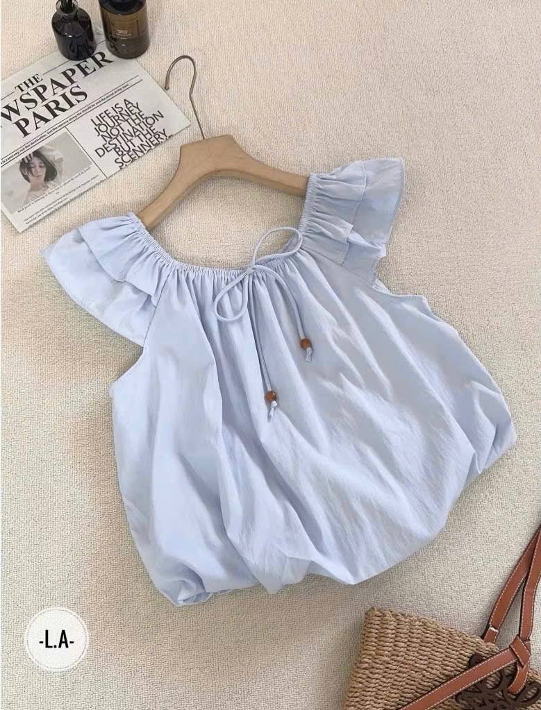 Áo Kiểu Nữ Tay Ngắn cánh tiên lai bí thắt nơ LUH.9038 (C) (0687)_thumbnail_3