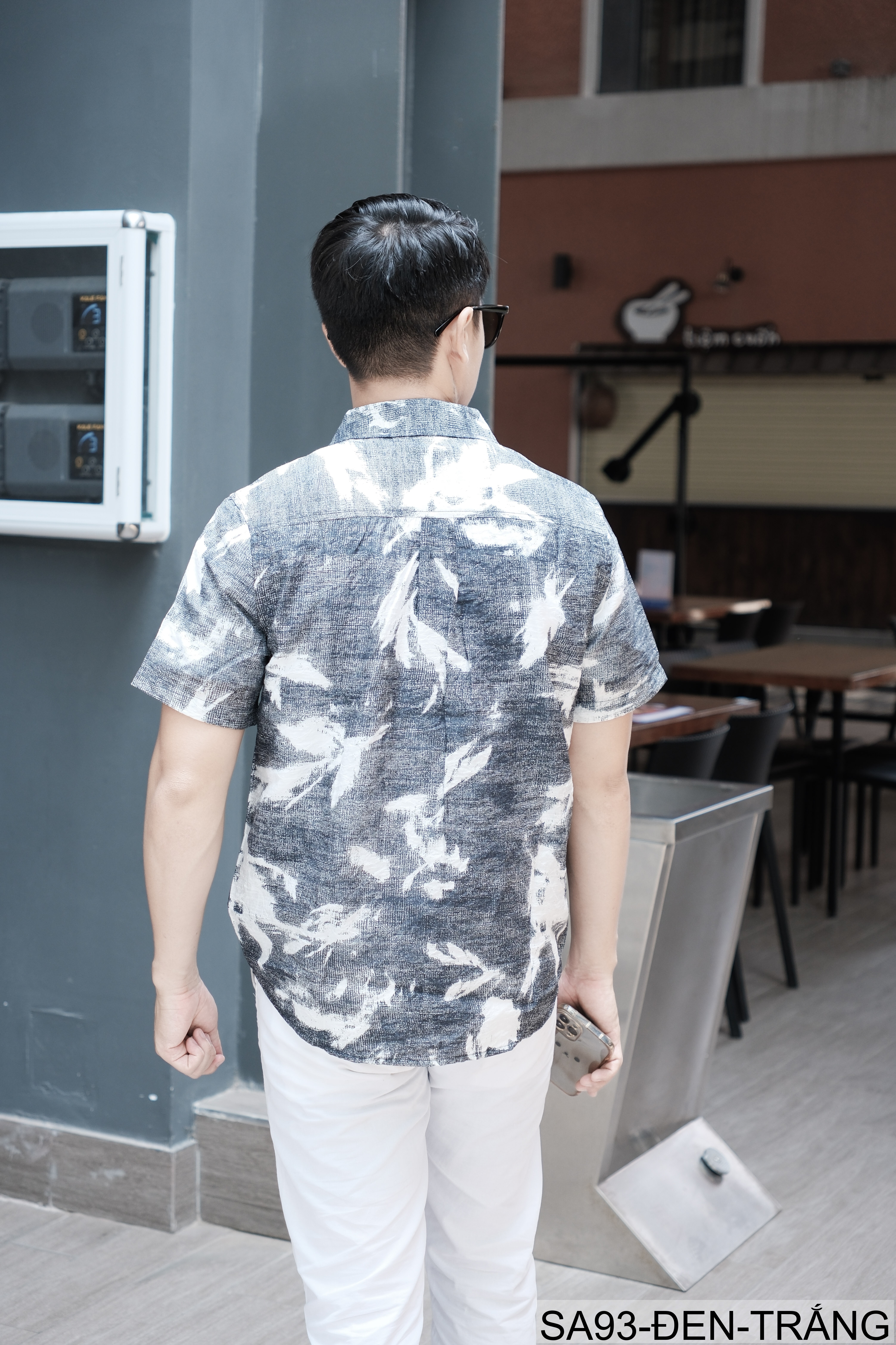 SA93 - Áo sơ mi nam ngắn tay họa tiết retro Nhật Bản, dáng rộng thoải mái, phong cách văn học, chất liệu lyocell mềm mát_thumbnail_2