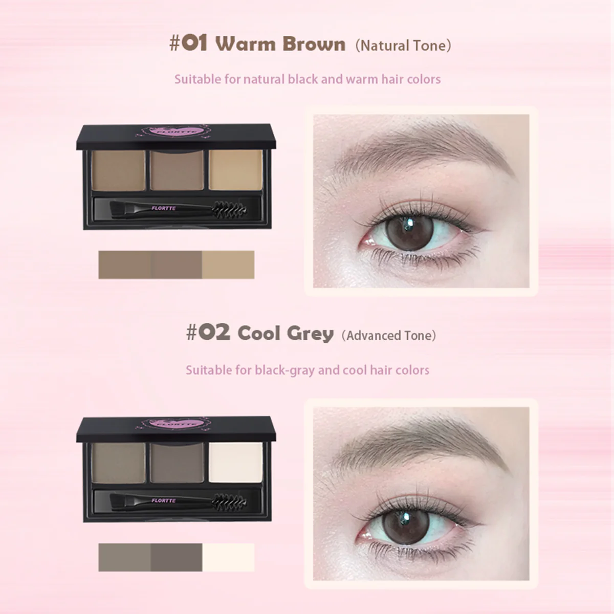 [FLORTTE] Bảng phấn lông mày 3 ô Flortte 4.2g_thumbnail_2