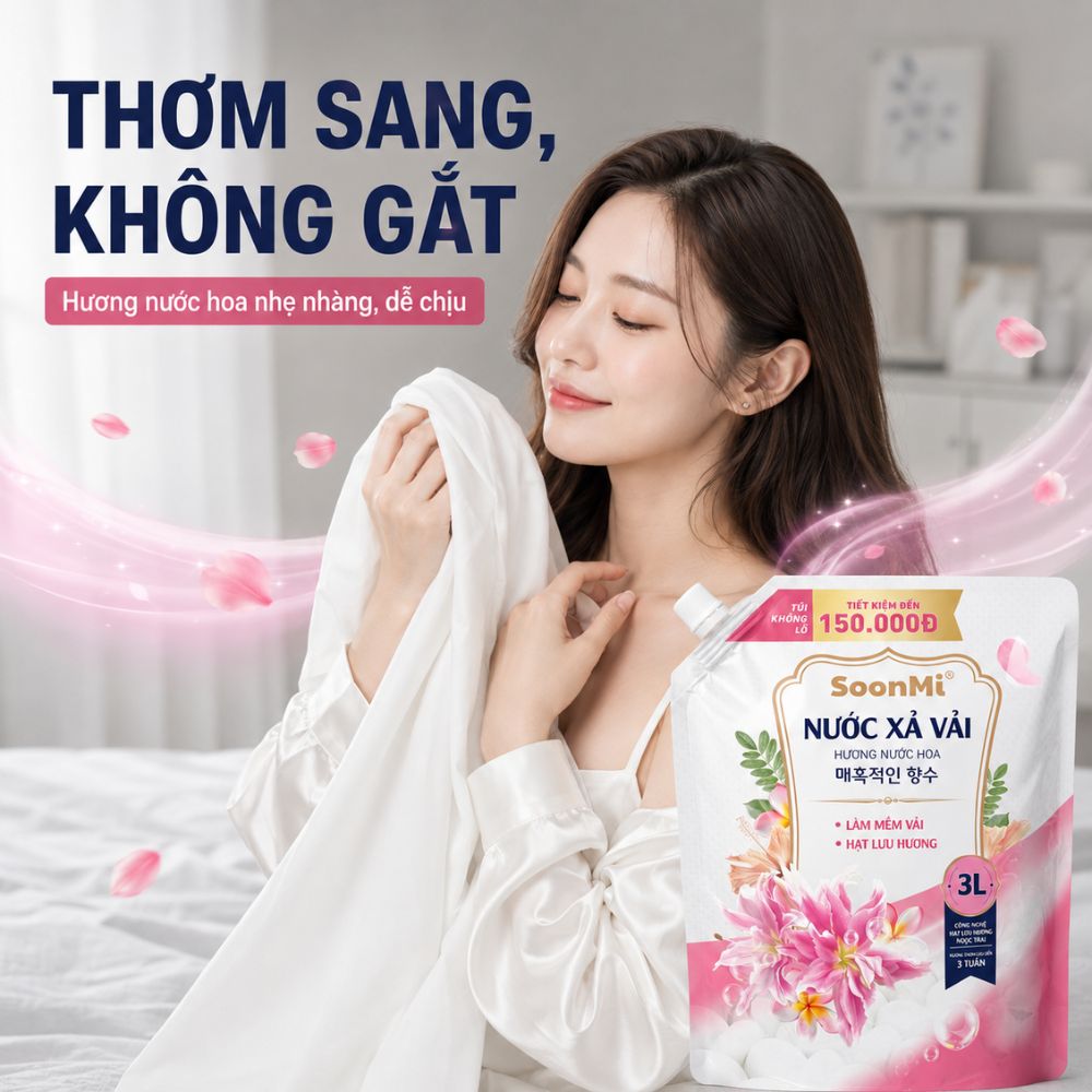 Nước Xả Vải Soonmi 3kg - Hương Nước Hoa -  Bí Quyết Quần Áo Mềm Mại, Ngát Hương Suốt 3 Tuần_thumbnail_9