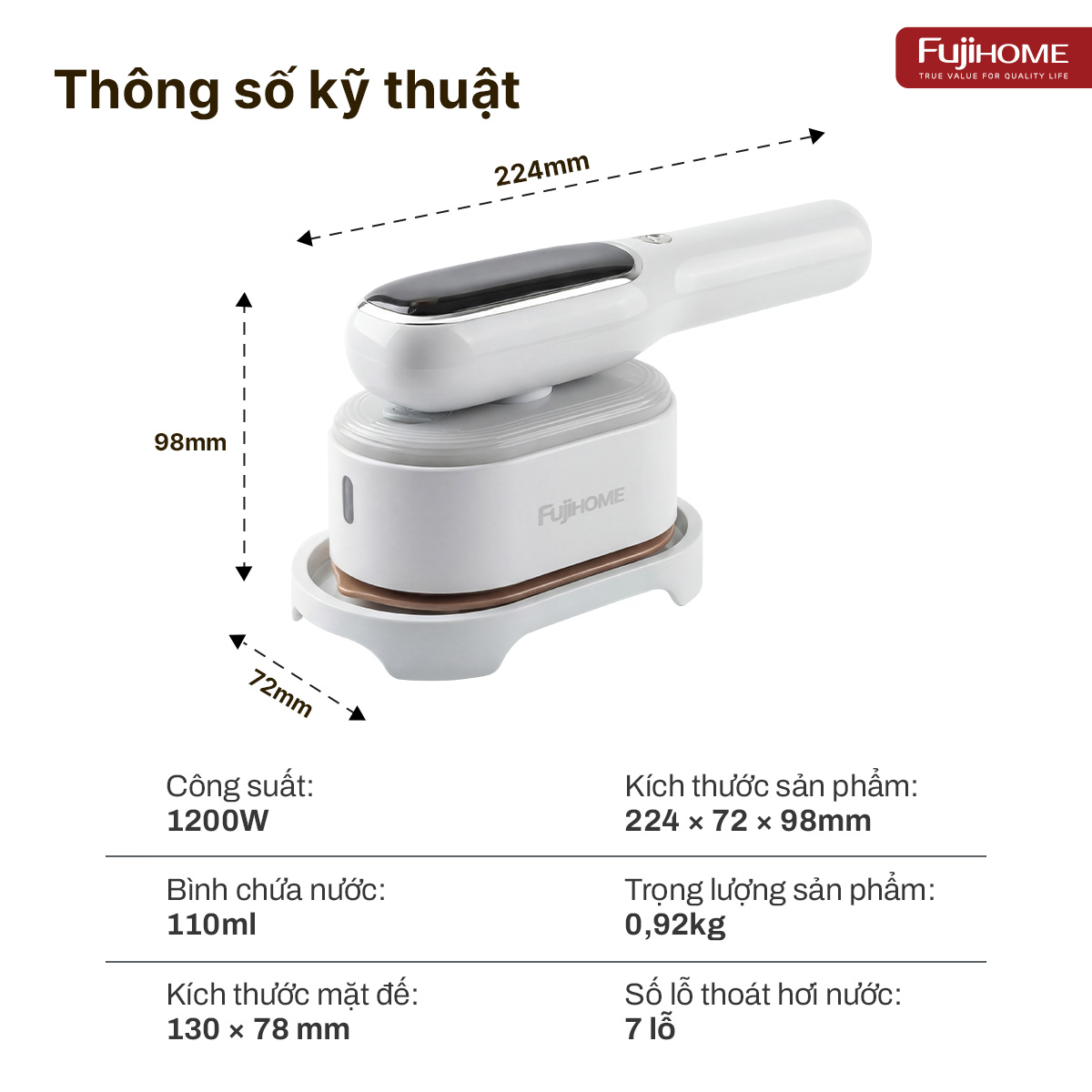 Bàn là  (bàn ủi) hơi nước cầm tay Fujihome SI718AW ( chọn là theo loại vải )_thumbnail_10