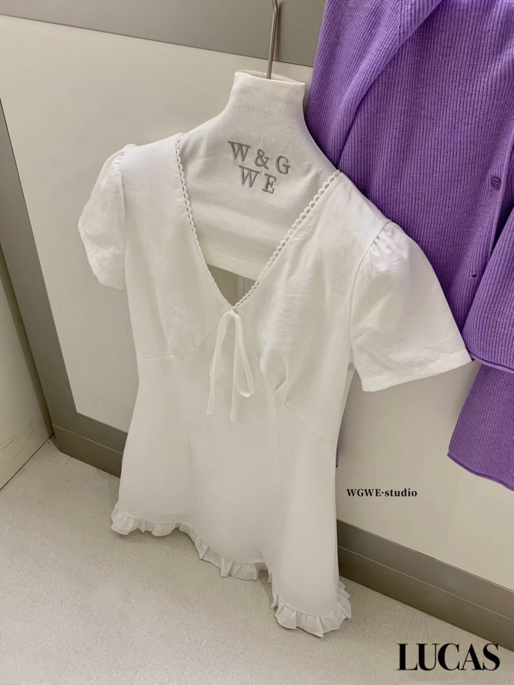 Váy thô thê hoa trễ vai nối ngực dọc cúc bọc chân xòe A viền ren gấu_thumbnail_5