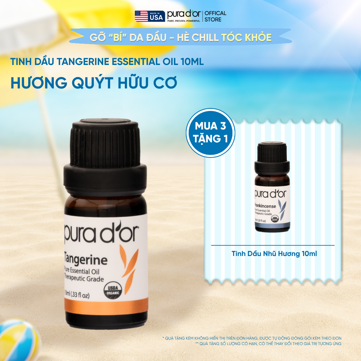 Tinh Dầu Cam Ngọt Hữu Cơ PURA D’OR Therapeutic Grade Sweet Orange Essential Oil 10ml