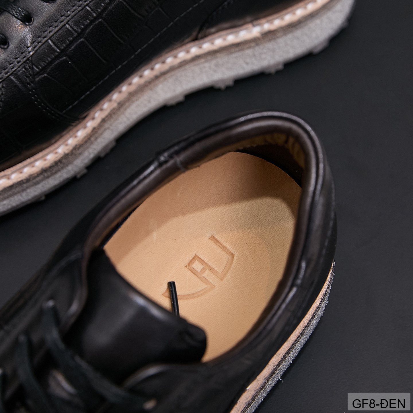 GF8 - Giày thể thao nam cổ thấp da bò họa tiết cá sấu đế Goodyear phong cách casual_thumbnail_7