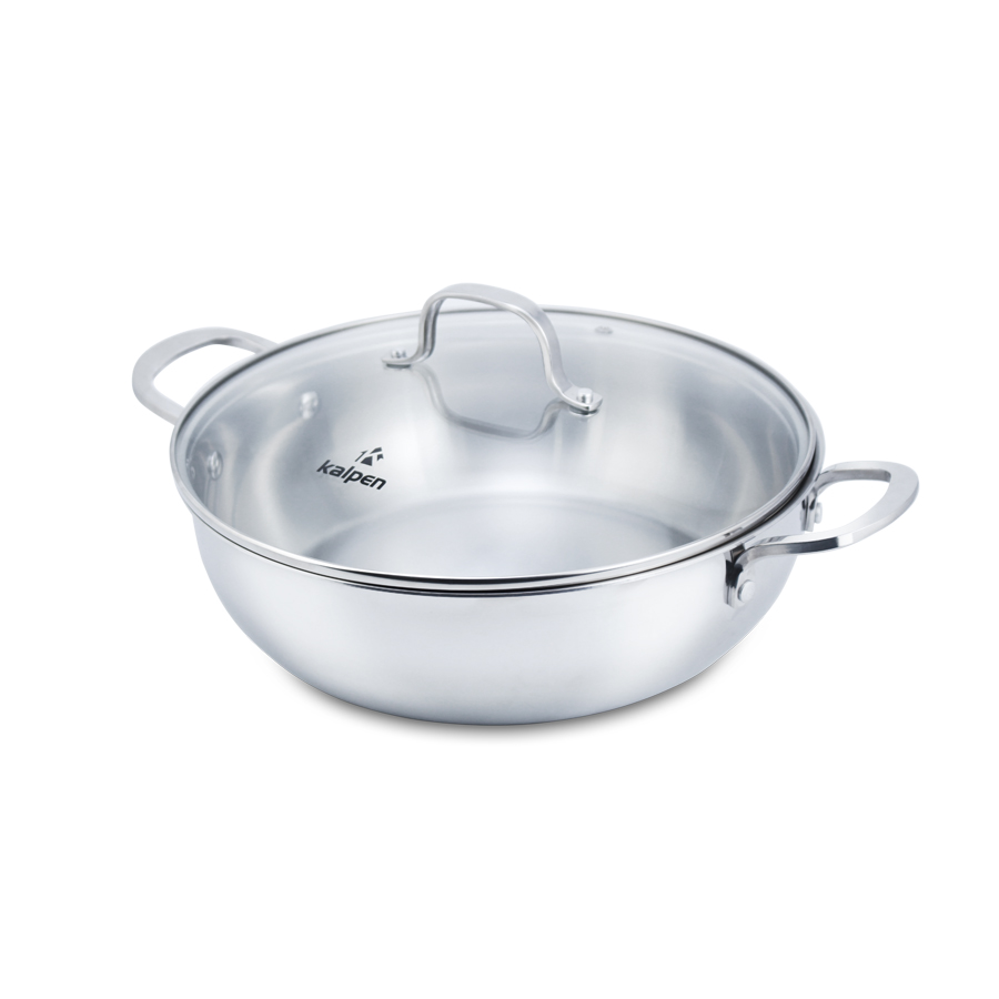 Chảo lẩu Inox có vung kính