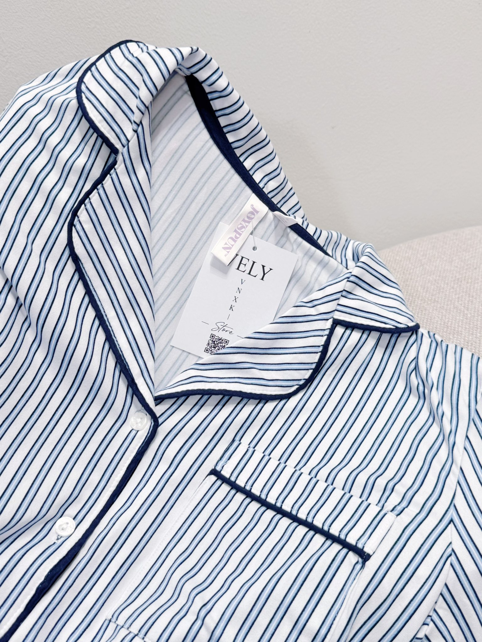 E400 BỘ PJM ÁO CỘC + QUẦN DÀI SỌC XANH TRẮNG JOY_thumbnail_2