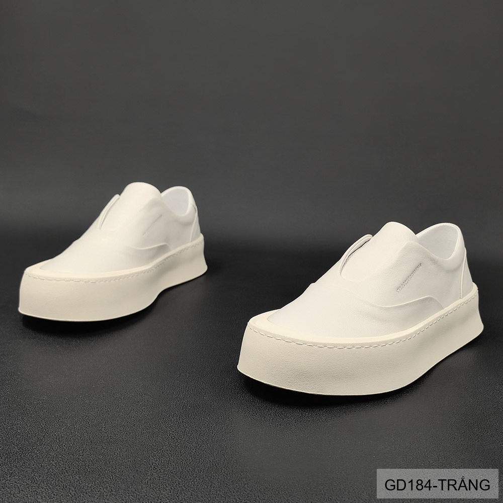 GD184 - Giày thể thao nam da thật đế bằng phong cách châu Âu, nhẹ sang, phối màu trắng đen_thumbnail_2