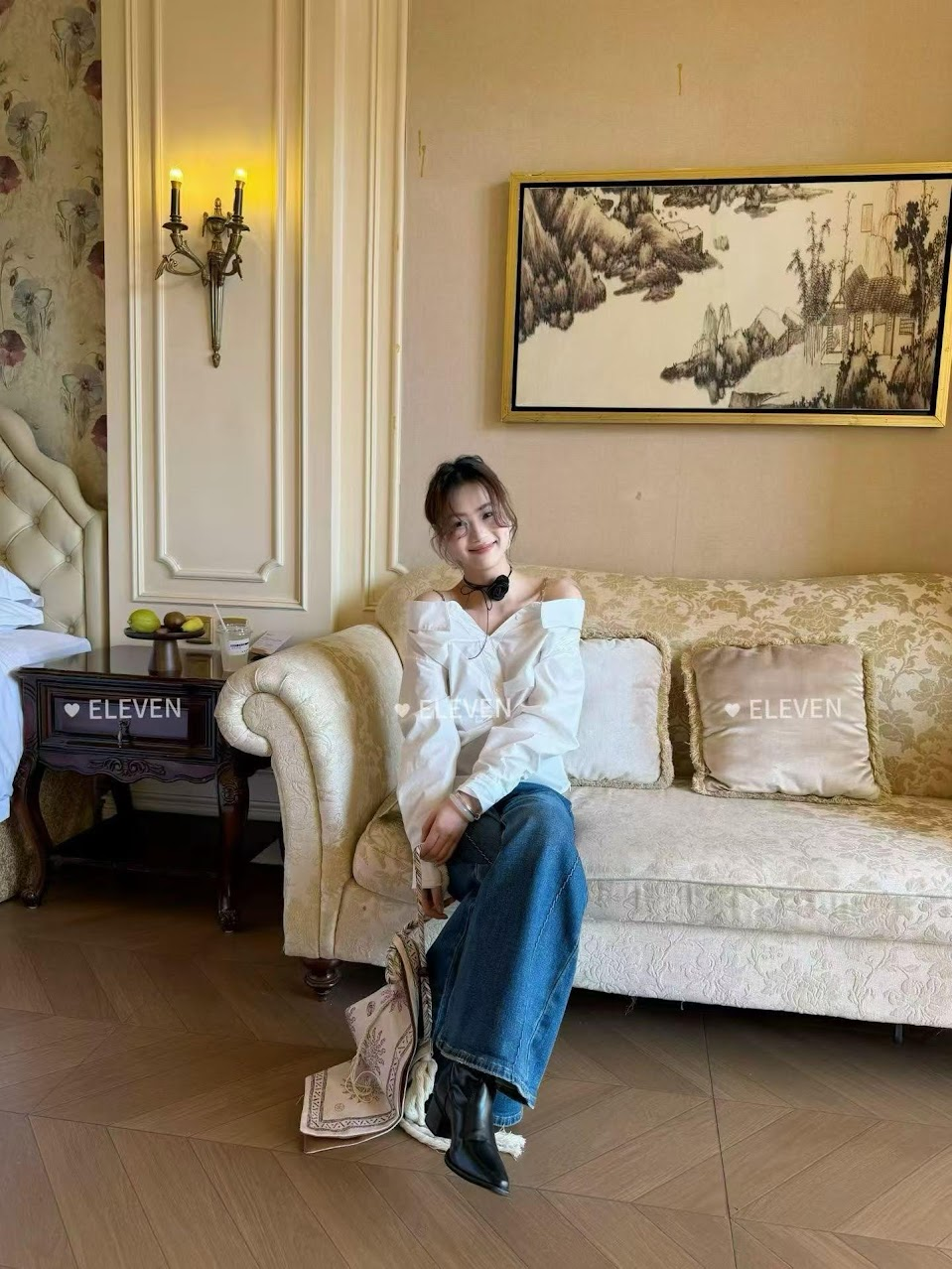 Lucas - Áo sơ mi trễ vai dây kim loại ELEVEN dài tay dáng suông_thumbnail_1