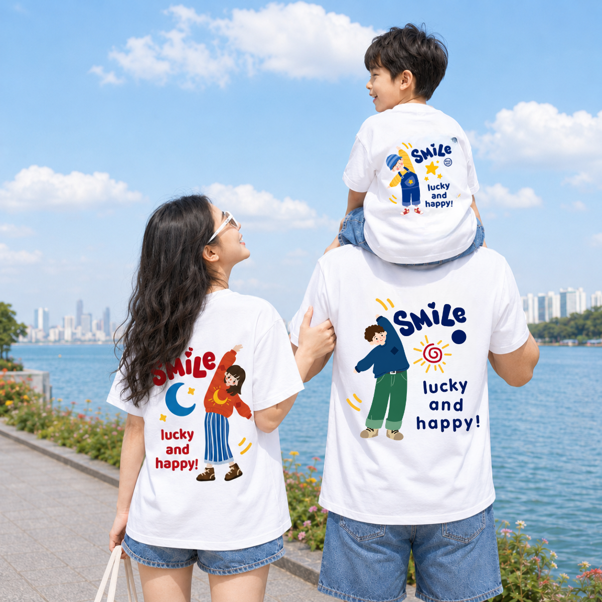 Áo phông gia đình hình Smile đáng yêu - Áo đồng phục gia đình – Mã GĐ012 GĐ012