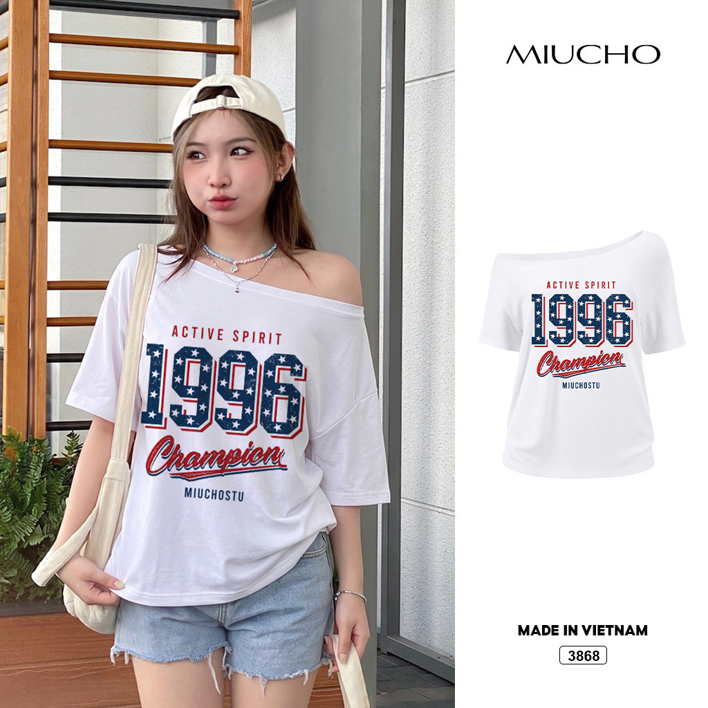 Áo thun nữ lệch vai form rộng chất thoáng mát Miucho 3868