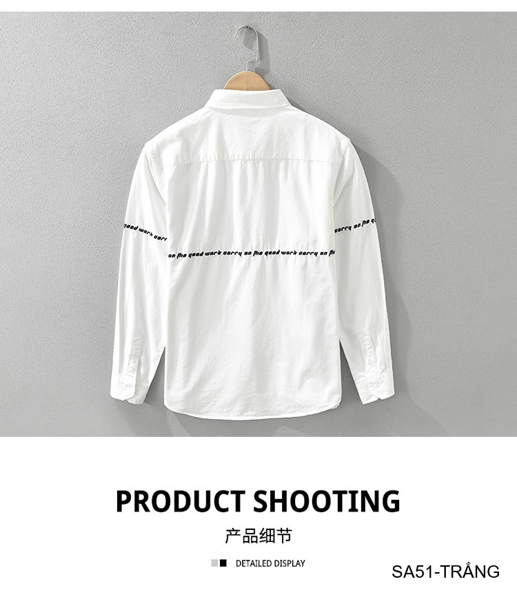 SA51 - Áo Sơ Mi Nam Phong Cách Nhật Bản Thêu Tiếng Anh Tay Dài Thời Trang Đa Năng_thumbnail_8