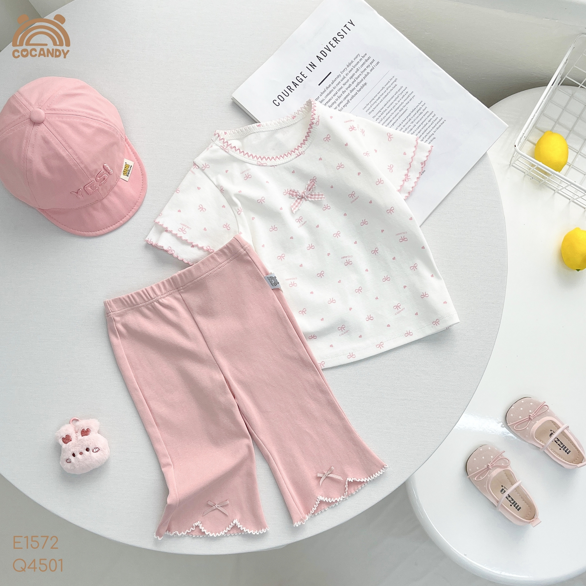 Áo cộc thun TRẮNG hình nơ bi HỒNG CCD_thumbnail_2