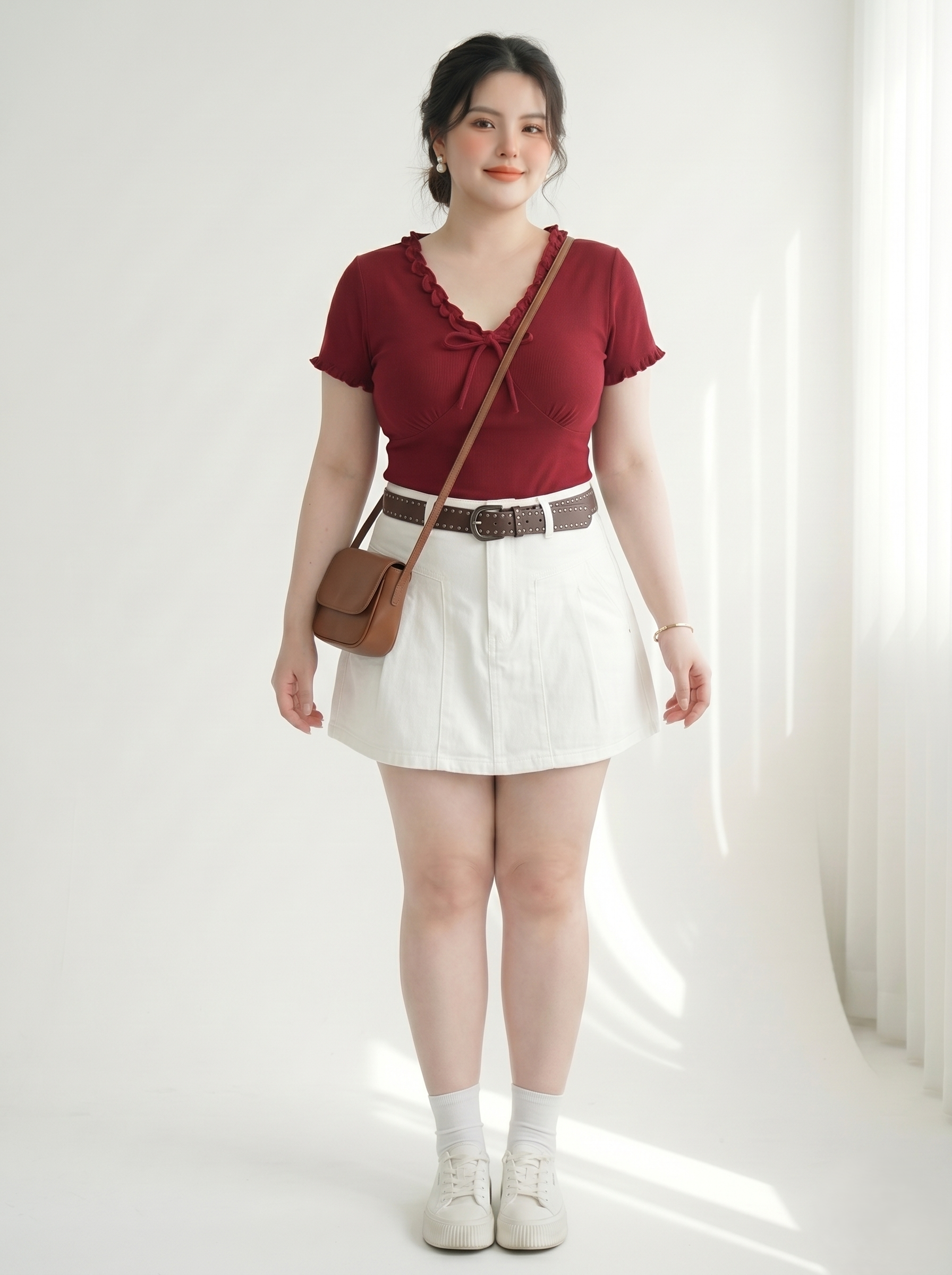 Quần Váy Jean Xếp Ly Bigsize Lưng Cao Gọn Bụng - Đỏ/Trắng/Xanh Đậm/Đen - Vừa 55-90kg - QVJ2101