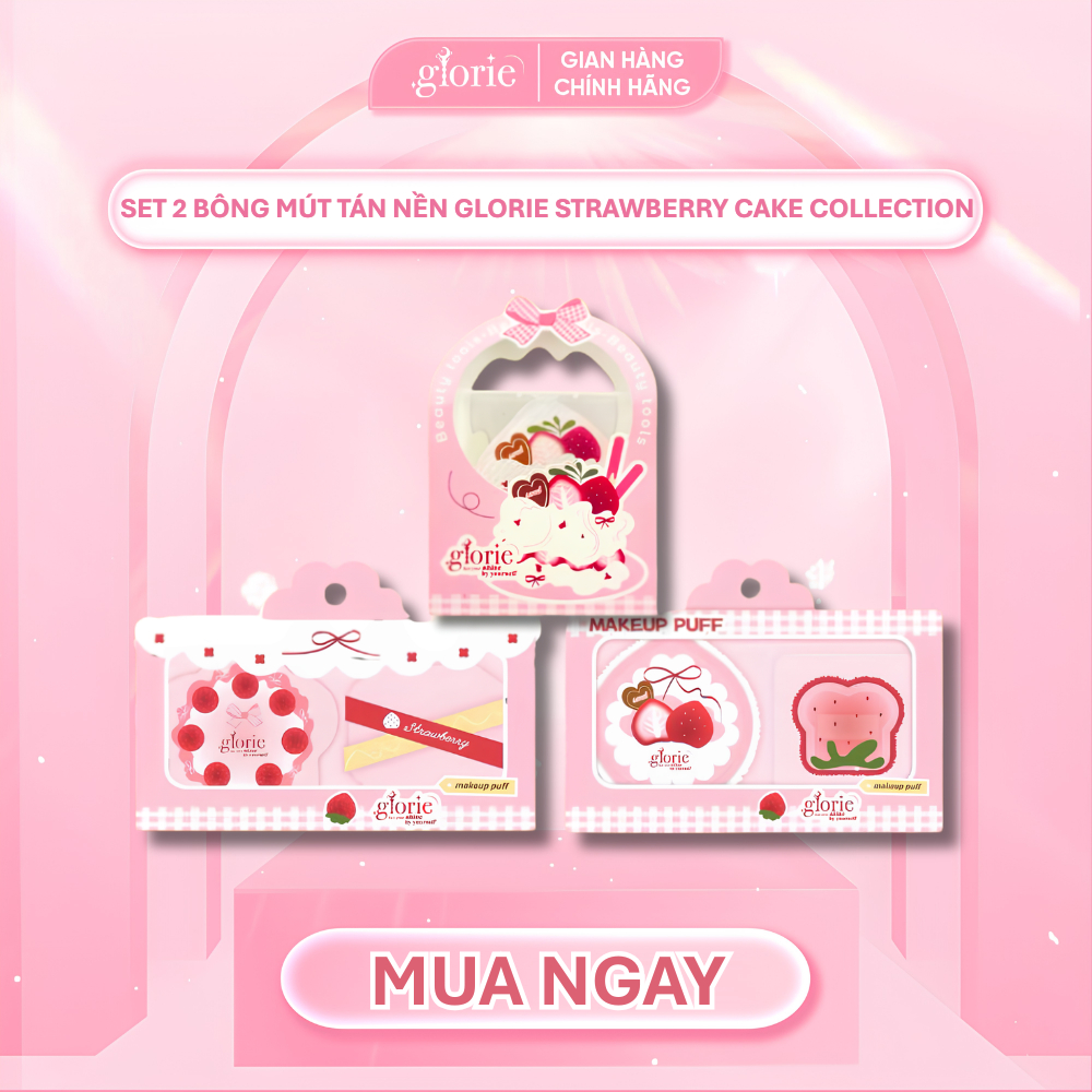 [GLORIE] Set mút tán nền Glorie Strawberry Cake Collection