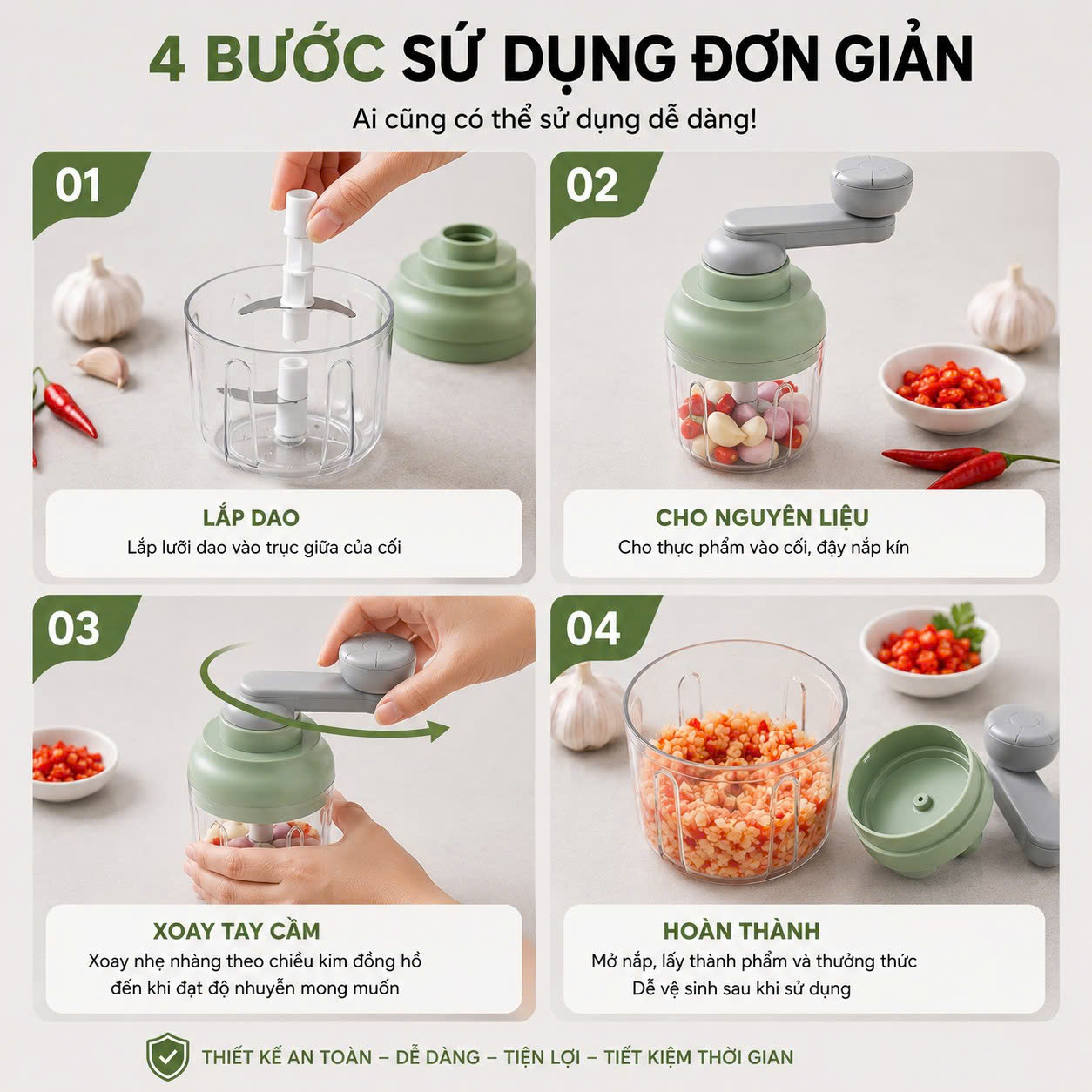 Máy Xay Tỏi Ớt Cầm Tay Mishio MK463 - Xoay tay siêu bền, dễ tháo lắp vệ sinh_thumbnail_8