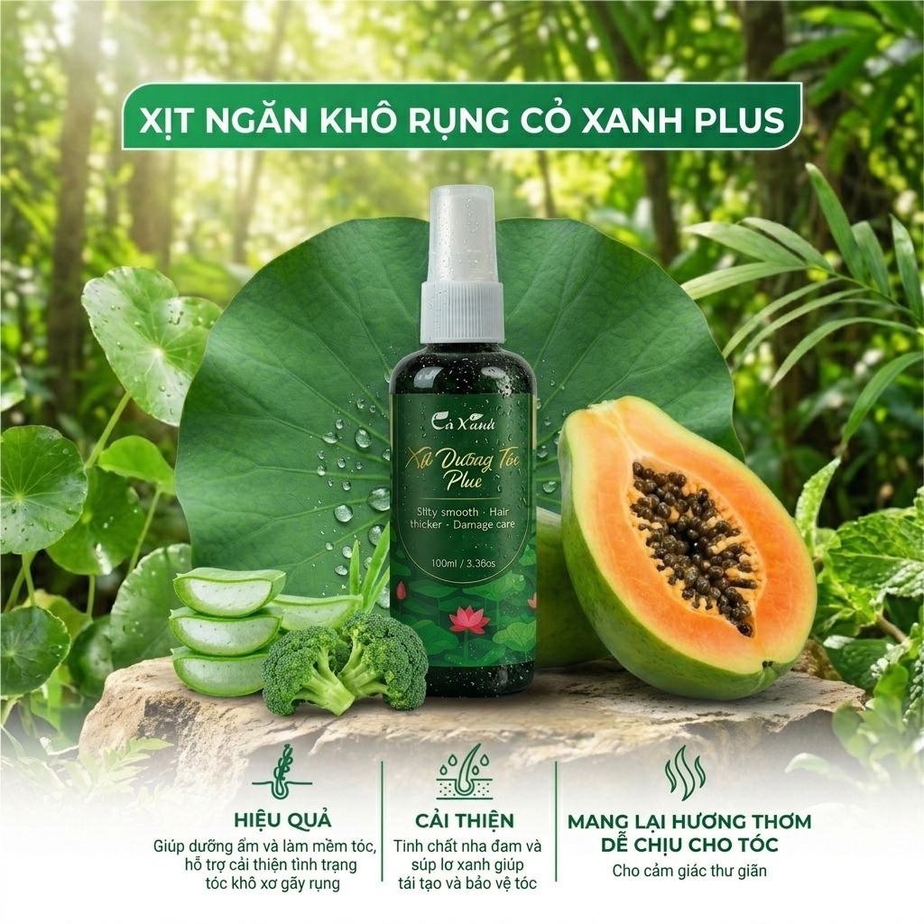 Xịt Dưỡng Tóc Plus Cỏ Xanh