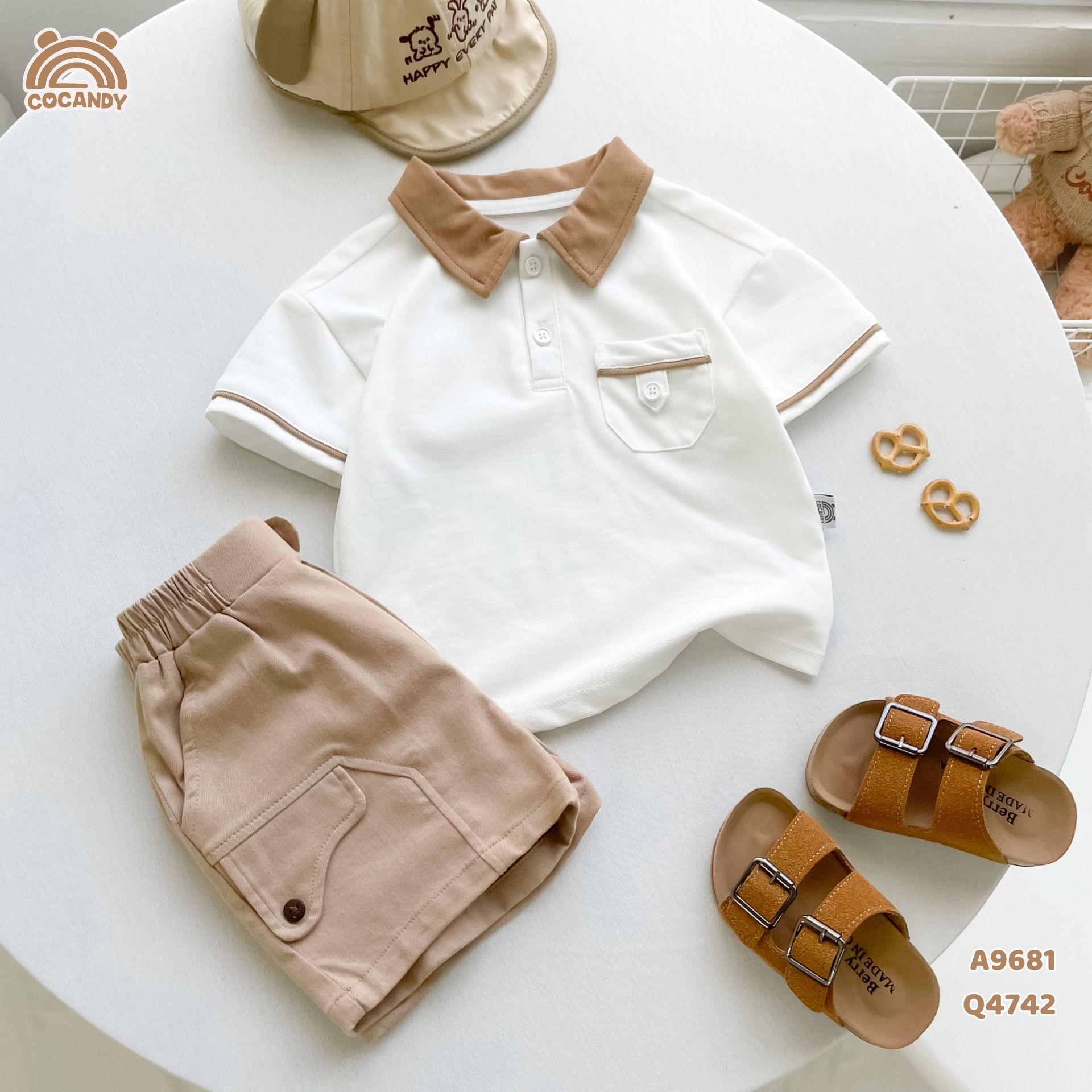 Áo cộc polo TRẮNG phối cổ nâu_thumbnail_5