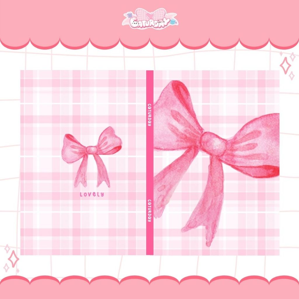 Giấy Bao Tập NƠ HỒNG, Bao Vở, Bao Sách Hoạ Tiết , Ribbon Coquette, Y2K | Caturday