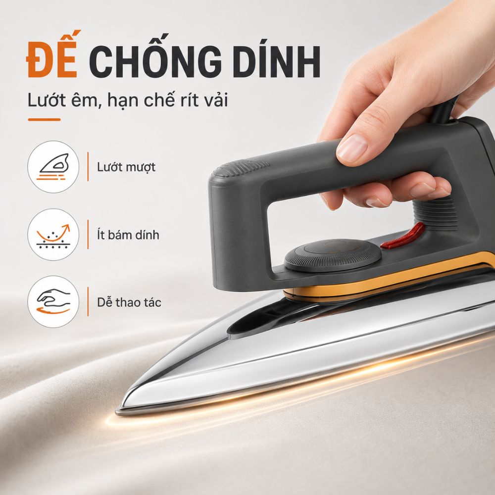 Bàn ủi khô Kachi MK423 1000W - Là phẳng mọi nếp nhăn, an toàn cho mọi loại vải_thumbnail_3
