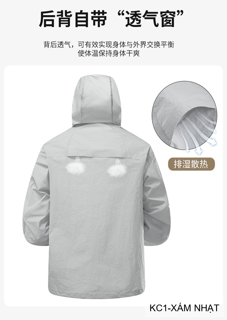 KC1 - Áo khoác chống nắng nam nữ UPF50+ siêu mỏng, thoáng khí, dáng rộng, có mũ trùm đầu_thumbnail_38