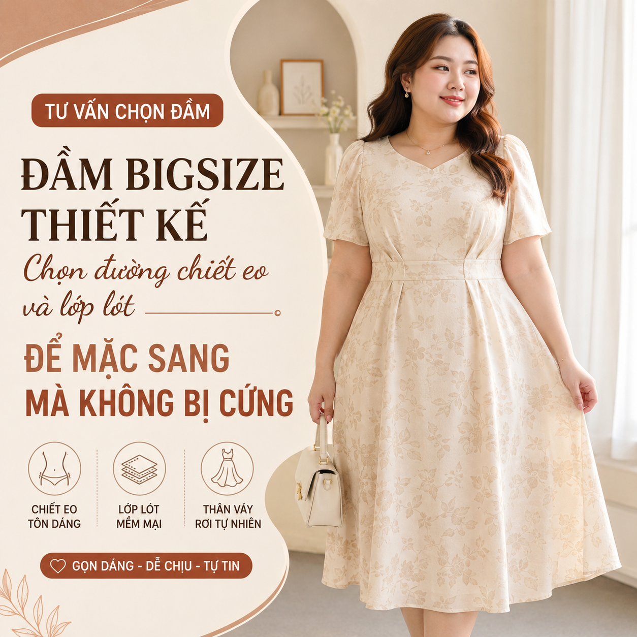 Đầm Bigsize Thiết Kế: Chiết Eo, Lót Mềm Để Mặc Sang | VBD