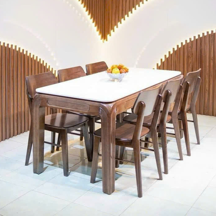 Bộ bàn ăn gỗ sồi nga mẫu BA14
