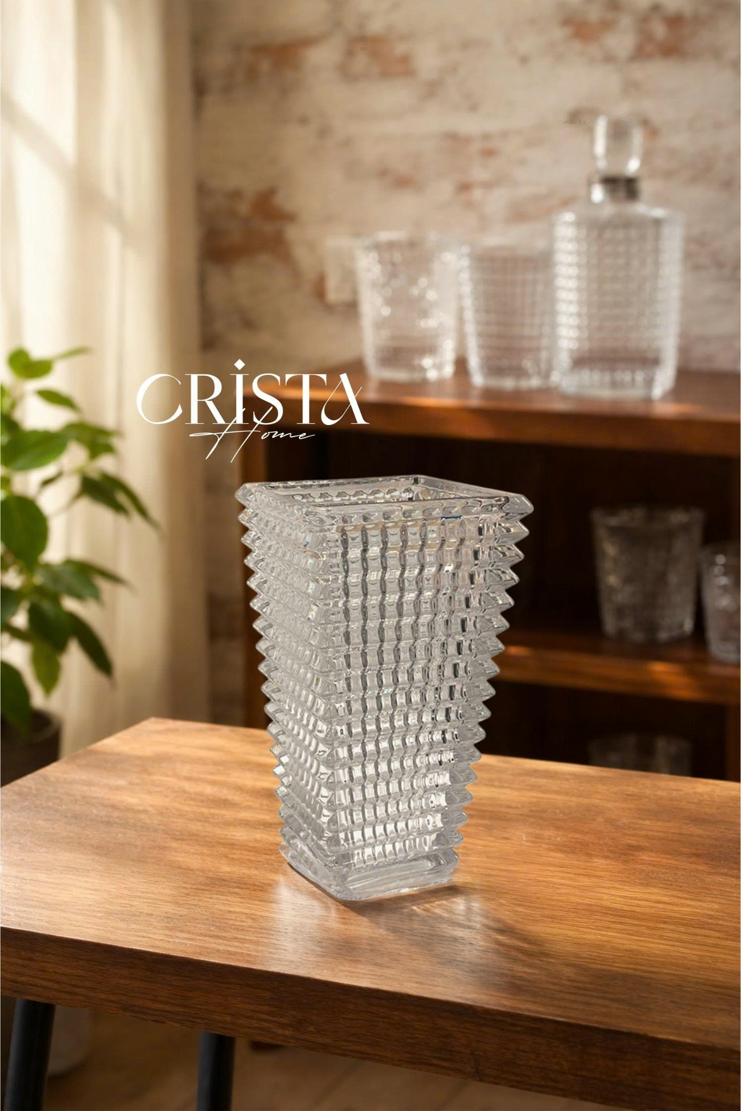 Bình cắm hoa thủy tinh dáng tháp 28cm