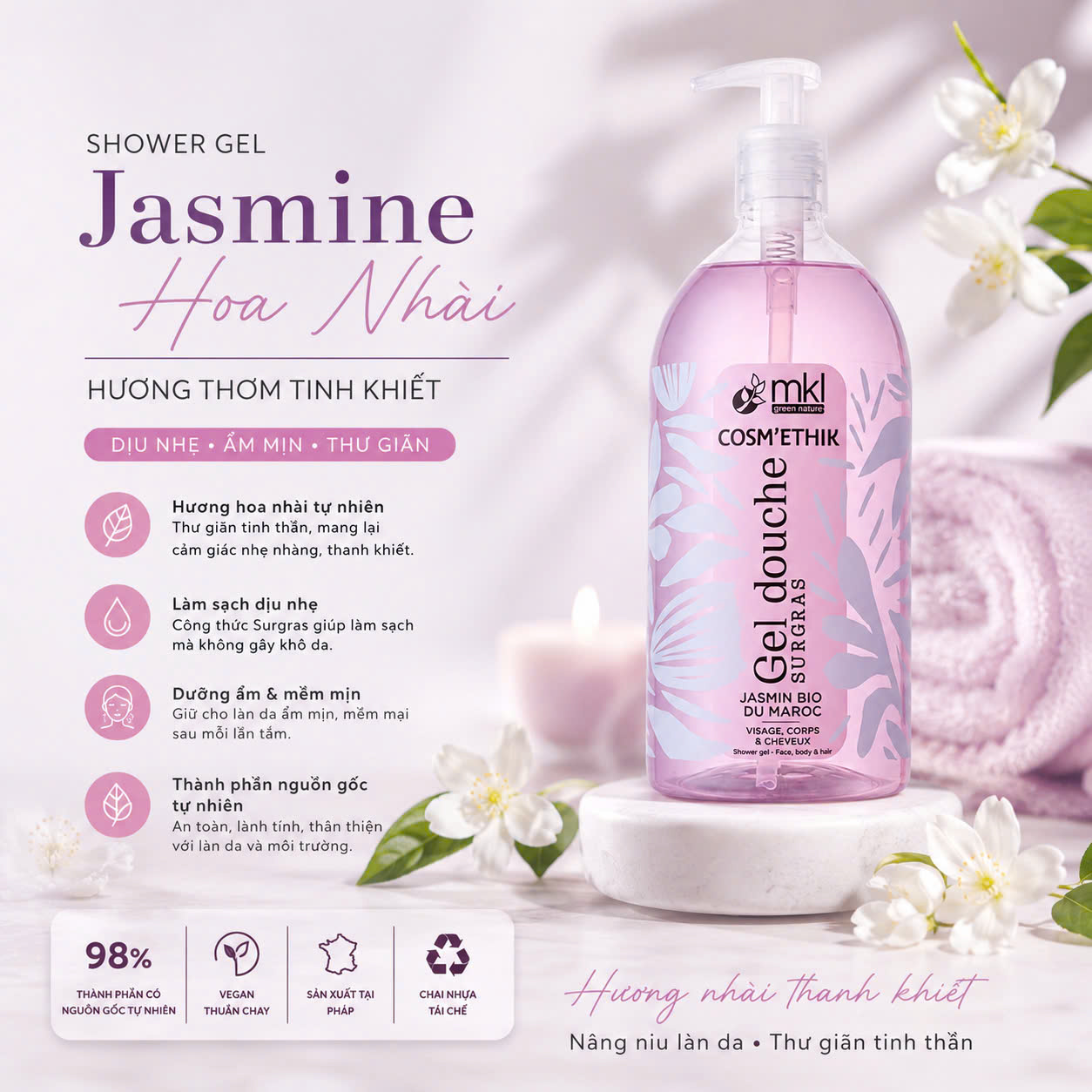 Gel Tắm 1000ml JASMINE PHÁP 1000ML