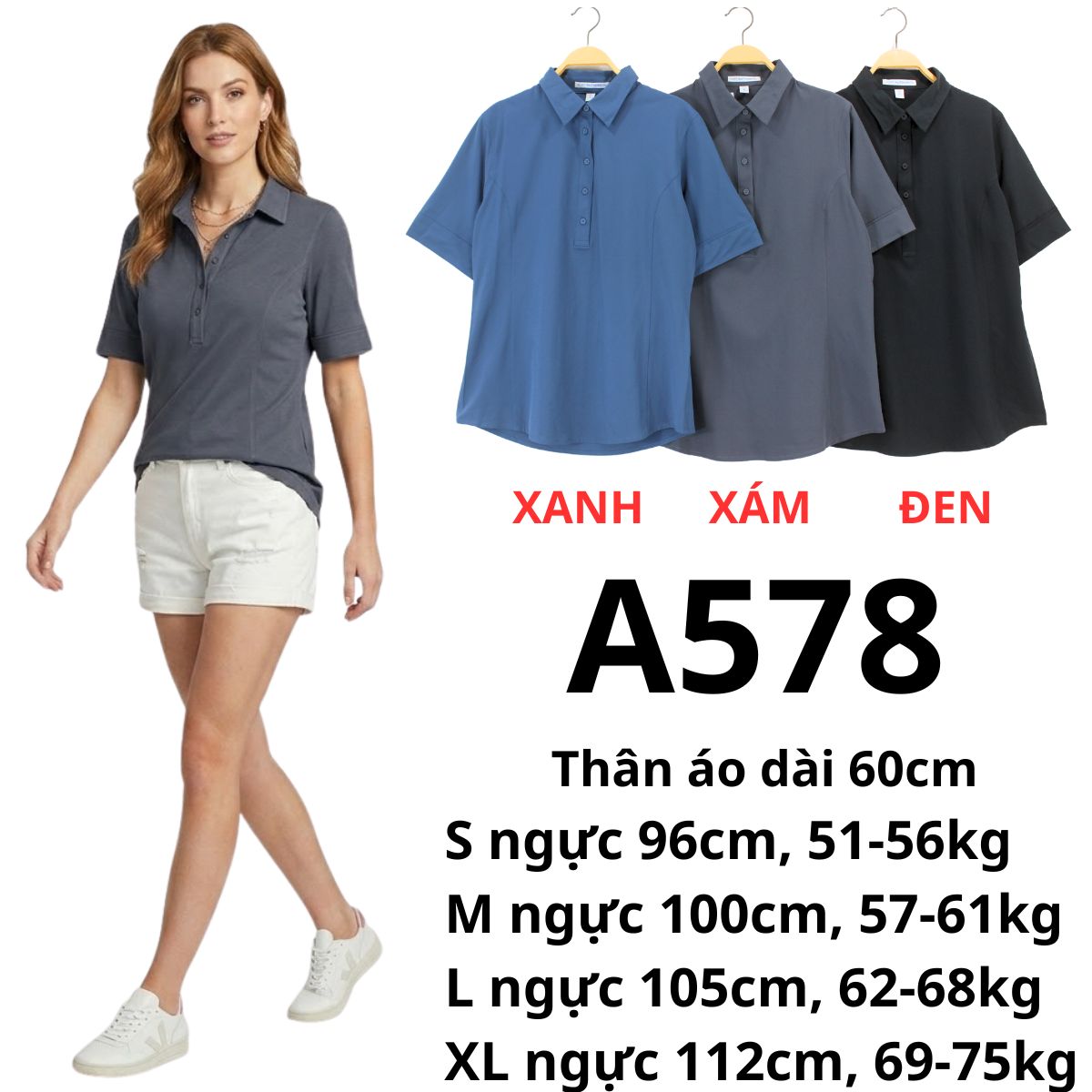 A578 - Áo polo nữ Hàn