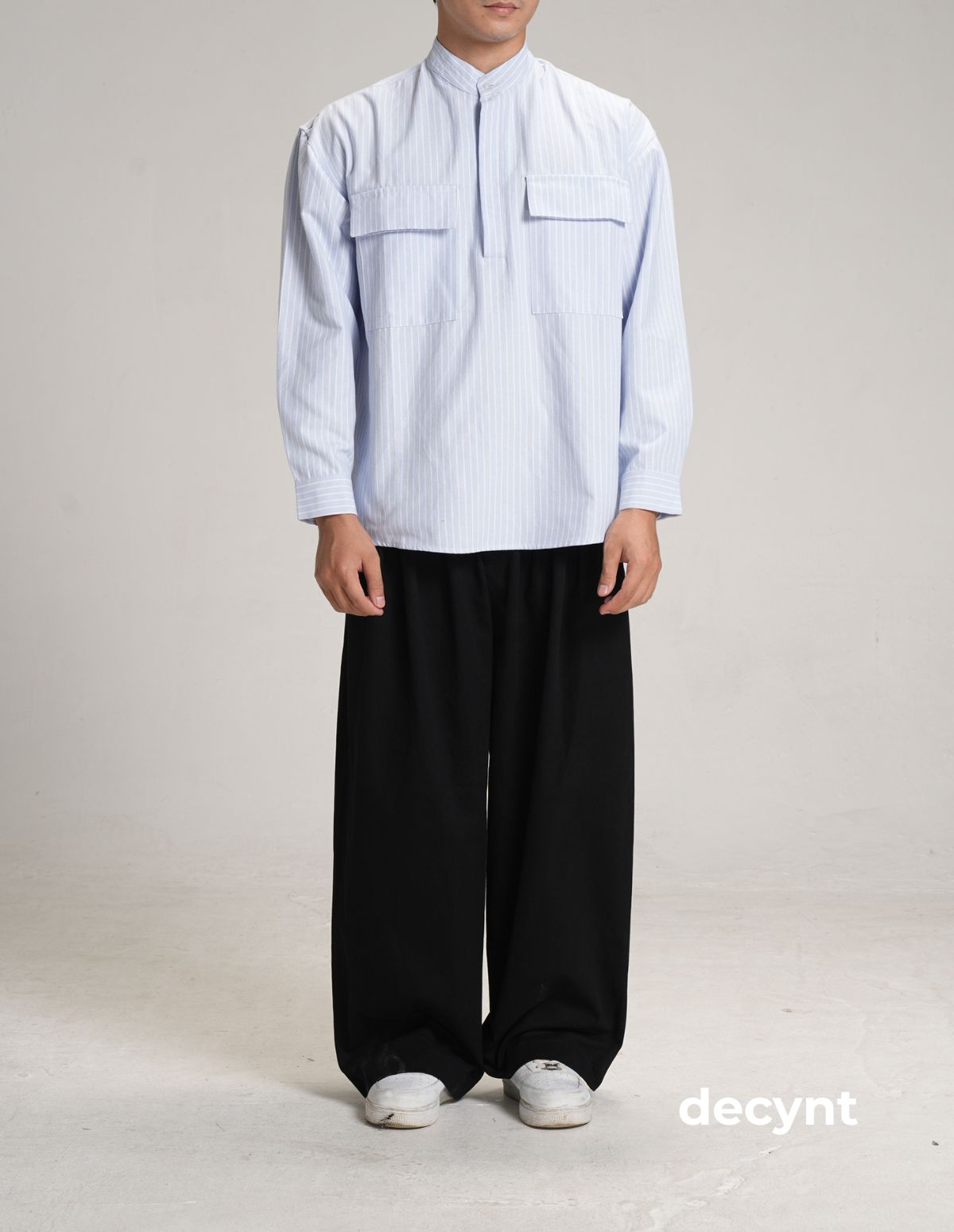The Safari Band Shirt decynt - Áo sơ mi cổ trụ tay dài 2 túi bản to trước ngực chất liệu oxford dày lên form đẹp_thumbnail_10