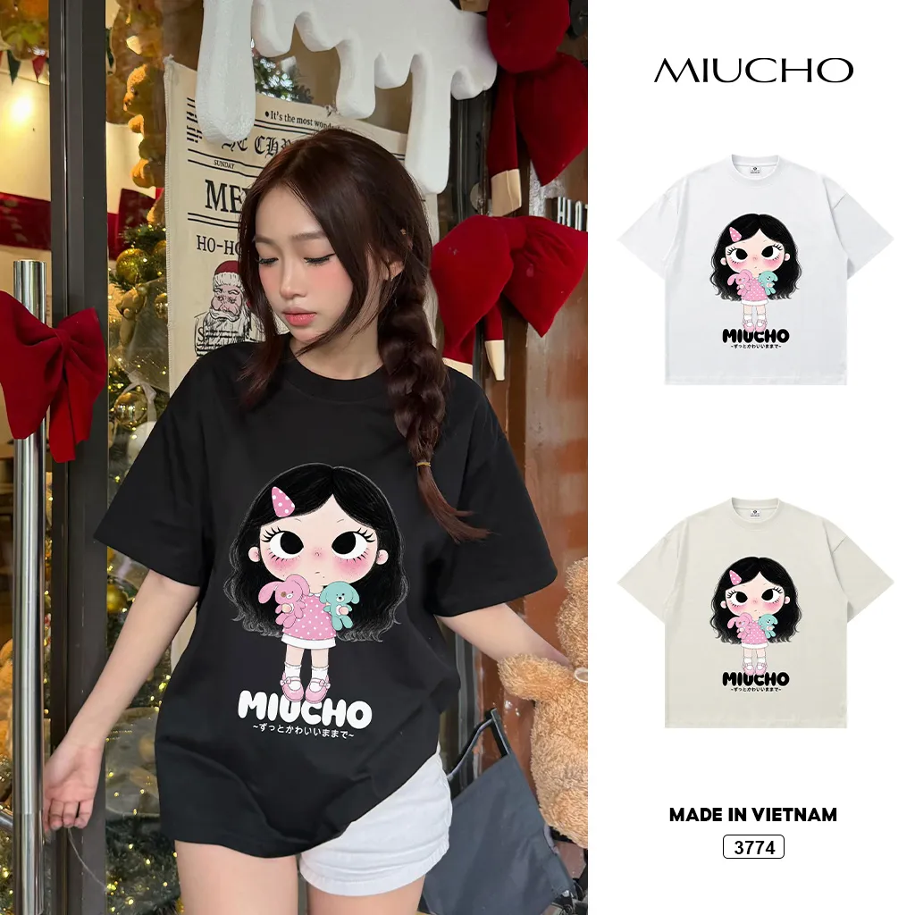 Áo thun boxy Cute Doll Chibi hot trend phong cách Hàn Quốc Miucho 3774