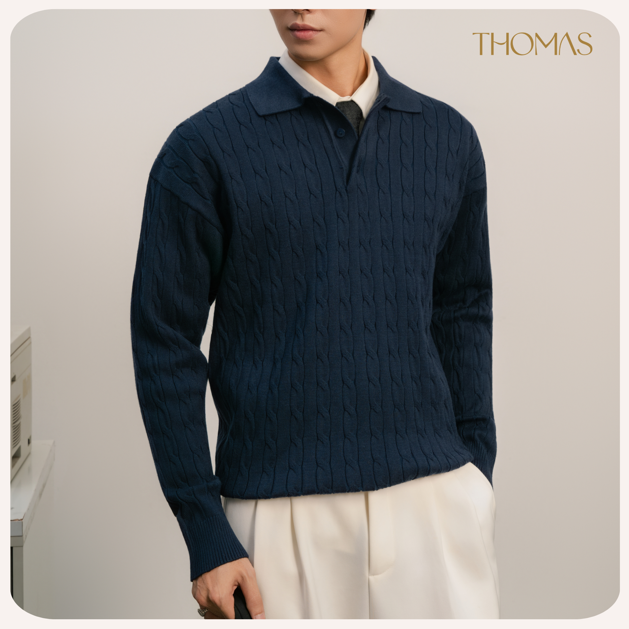 Áo Polo Twisted-Wool Len Viscose Form Relaxed