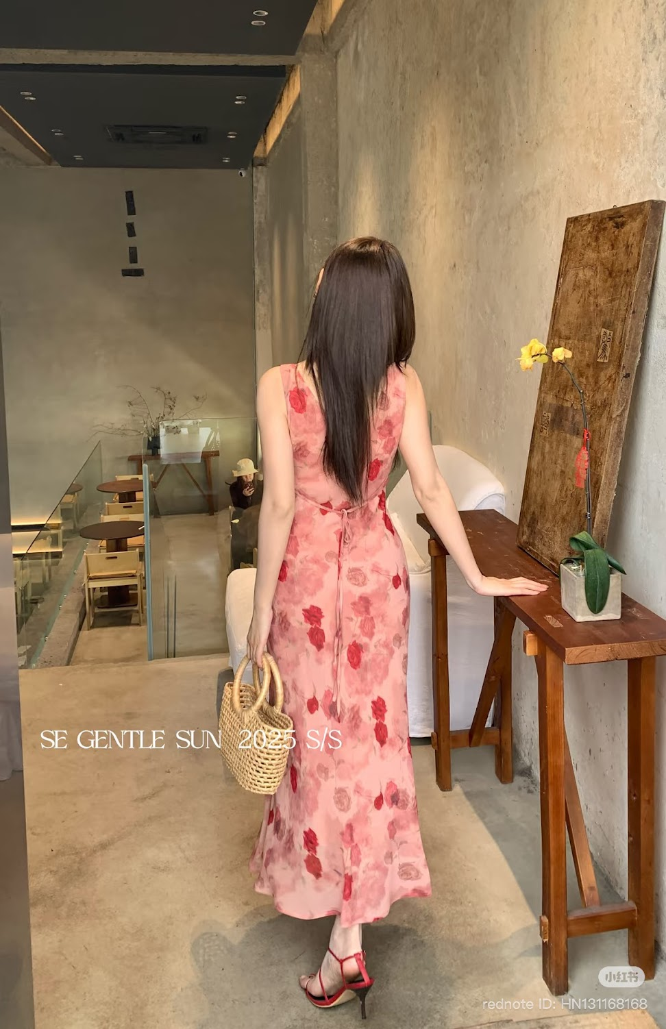 Lucas - Váy zile hoa rúm ngực buộc nơ dáng dài XY_thumbnail_1