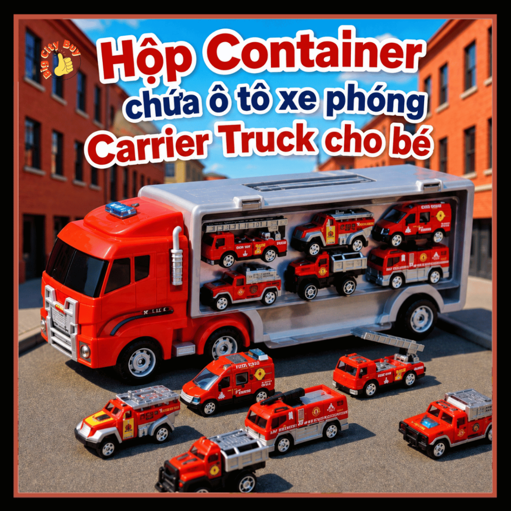 Xe Container Chở Xe Cứu Hoả Mini Carier Truck 6 Trong 1 Đồ Chơi Ô Tô Di Động Cho Bé BigcityBuy 333XCCX