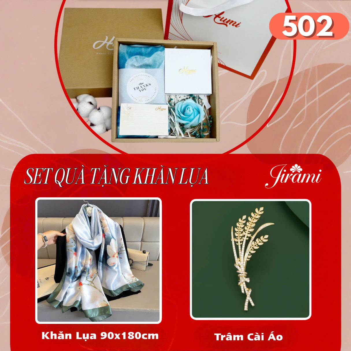 BỘ QUÀ TẶNG KHĂN LỤA + TRÂM CÀI (SQ-502)